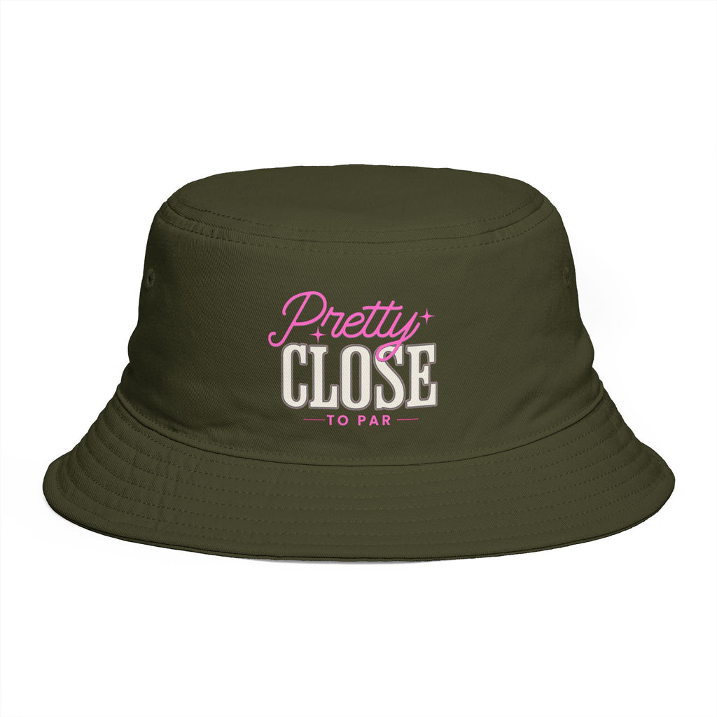 Pretty Close to Par Clubhouse Bucket Hat Olive Navy and Black | Embroidered Golf Hat | Women's Golf Bucket Hat | Golf Gift for Her