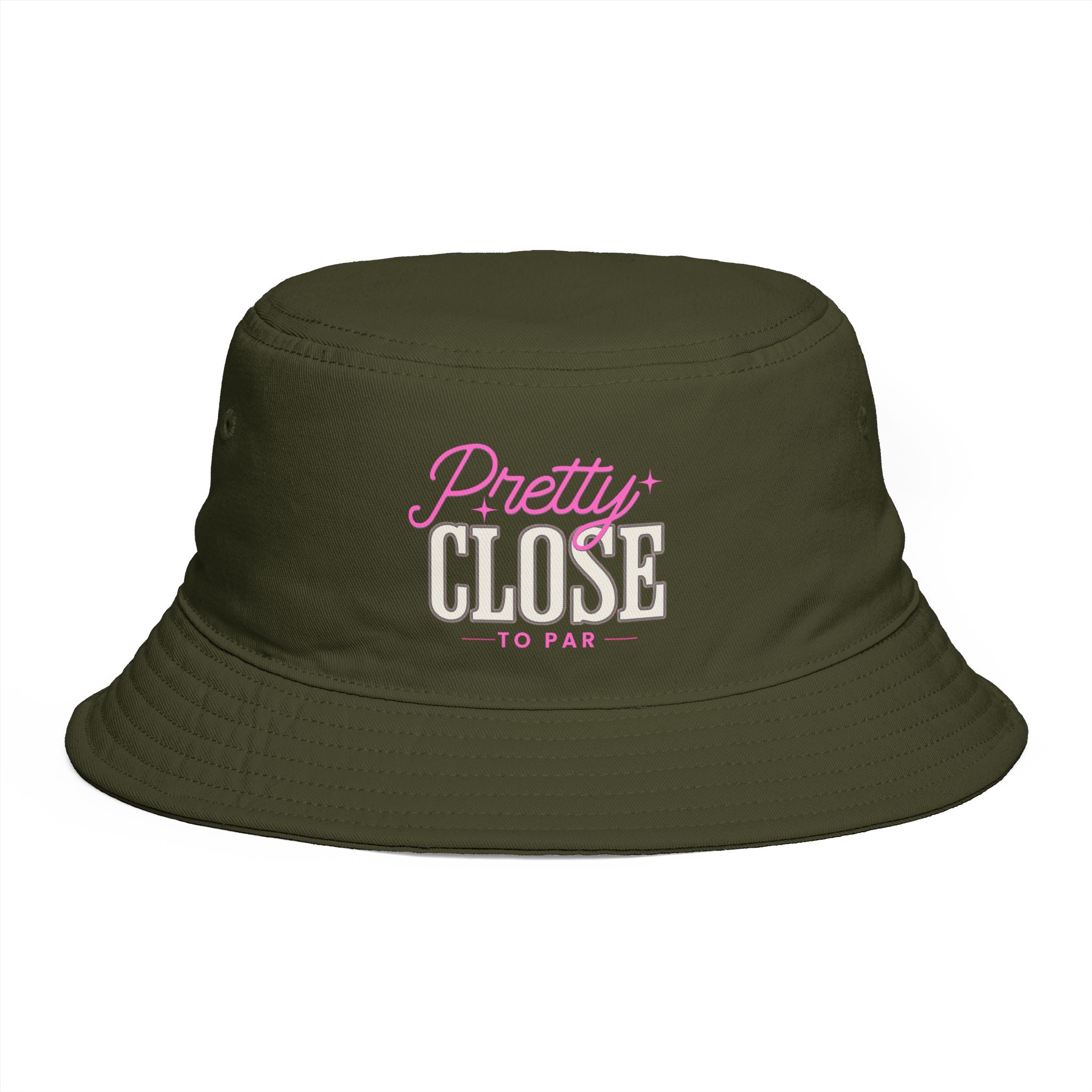 Pretty Close to Par Clubhouse Bucket Hat Olive Navy and Black | Embroidered Golf Hat | Women's Golf Bucket Hat | Golf Gift for Her