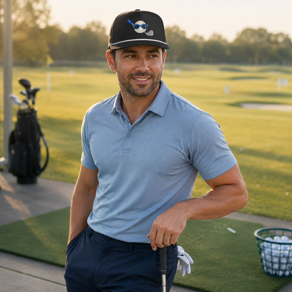 Golf Ball with Blue Sunglasses, Golf Hat