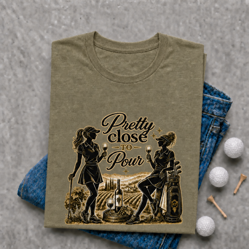 Pretty Close To Pour Golf Shirt for Women | Funny Golf Shirt | Golf and Wine Lover Gift | Bella Canvas Tri Blend Tee